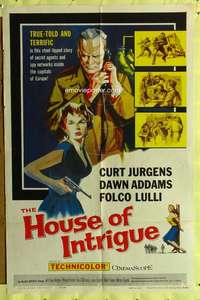 n289 HOUSE OF INTRIGUE one-sheet movie poster '59 Curt Jurgens, Addams