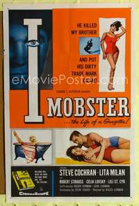n296 I MOBSTER one-sheet movie poster '58 Roger Corman, Steve Cochran