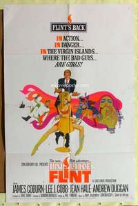 n302 IN LIKE FLINT one-sheet movie poster '67 James Coburn, Bob Peak art!