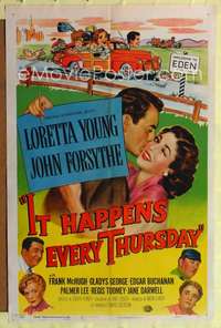 n306 IT HAPPENS EVERY THURSDAY one-sheet movie poster '53 Loretta Young