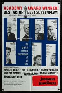 n312 JUDGMENT AT NUREMBERG one-sheet movie poster '61 Spencer Tracy