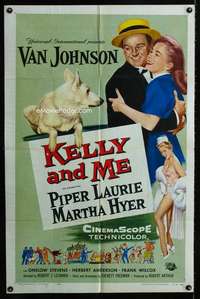 n317 KELLY & ME one-sheet movie poster '57 Van Johnson, Piper Laurie, Hyer