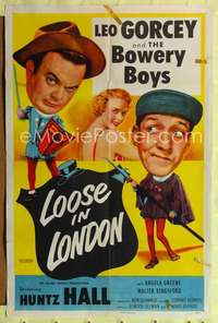 n332 LOOSE IN LONDON one-sheet movie poster '53 Bowery Boys, Leo Gorcey