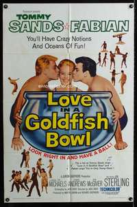 n336 LOVE IN A GOLDFISH BOWL one-sheet movie poster '61 Sands, Fabian