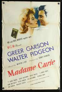 n343 MADAME CURIE one-sheet movie poster '43 Greer Garson, Walter Pidgeon