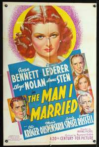 n352 MAN I MARRIED one-sheet movie poster '40 Joan Bennett, Irving Pichel