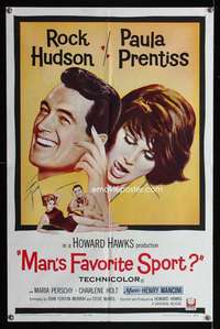 n361 MAN'S FAVORITE SPORT one-sheet movie poster '64 Rock Hudson, fishing!
