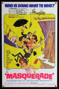 n377 MASQUERADE one-sheet movie poster '65 great Jack Rickard artwork!