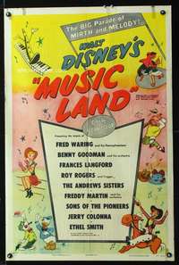 n410 MUSIC LAND one-sheet movie poster '55 Walt Disney, Donald Duck & more!