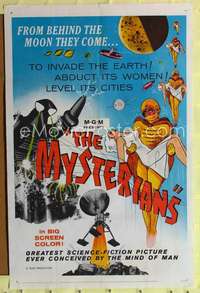 n413 MYSTERIANS MGM 1sh '59 Ishiro Honda, they're abducting Earth's women & leveling its cities!