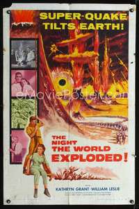 n421 NIGHT THE WORLD EXPLODED one-sheet movie poster '57 cool sci-fi!