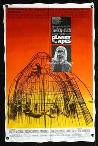 n455 PLANET OF THE APES one-sheet movie poster '68 Charlton Heston