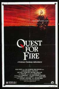 n465 QUEST FOR FIRE one-sheet movie poster '82 Rae Dawn Chong, cave men!