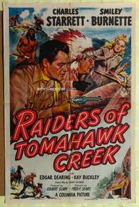 n468 RAIDERS OF TOMAHAWK CREEK one-sheet movie poster '50 Cravath art!