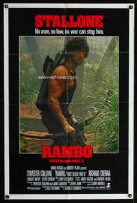 n471 RAMBO FIRST BLOOD II int'l one-sheet movie poster '85 Stallone w/bow!
