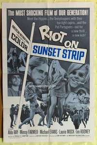 n477 RIOT ON SUNSET STRIP one-sheet movie poster '67 crazy pot-partygoers!
