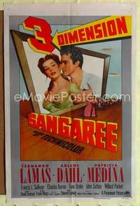 n487 SANGAREE 3-D one-sheet movie poster '53 3D Fernando Lamas, Arlene Dahl