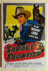 n490 SAVAGE FRONTIER one-sheet movie poster '53 Rocky Lane & Black Jack!