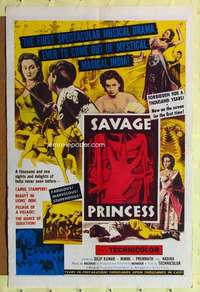 n492 SAVAGE PRINCESS one-sheet movie poster '52 musical from magical India!