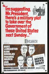 n499 SEVEN DAYS IN MAY one-sheet movie poster '64 Burt Lancaster, Douglas