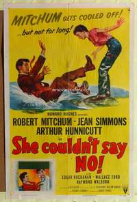 n502 SHE COULDN'T SAY NO one-sheet movie poster '54 Bob Mitchum, Simmons