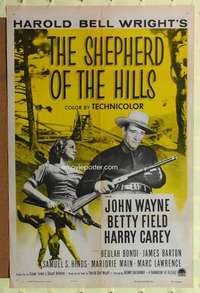 n504 SHEPHERD OF THE HILLS one-sheet movie poster R55 John Wayne, Field