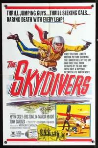 n510 SKYDIVERS one-sheet movie poster '63 20,000 feet between life & death!