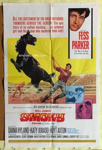 n514 SMOKY one-sheet movie poster '66 Fess Parker tames outlaw mustang!