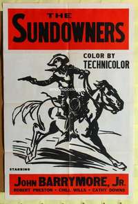 n535 SUNDOWNERS one-sheet movie poster R50s John Barrymore Jr. rides!