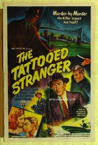 n541 TATTOOED STRANGER one-sheet movie poster '50 John Miles, film noir