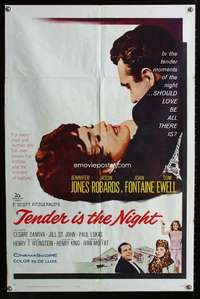 n545 TENDER IS THE NIGHT one-sheet movie poster '61 Jennifer Jones, Robards