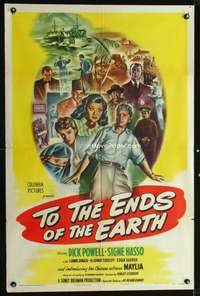 n576 TO THE ENDS OF THE EARTH one-sheet movie poster '47 Dick Powell, Hasso