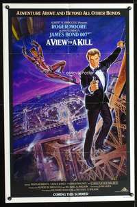 n604 VIEW TO A KILL advance one-sheet movie poster '85 Moore as James Bond!