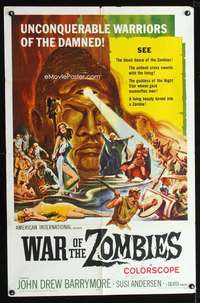 n611 WAR OF THE ZOMBIES one-sheet movie poster '65 John Barrymore Jr.