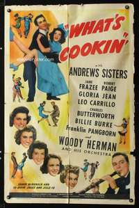 n615 WHAT'S COOKIN' one-sheet movie poster '42 Andrews Sisters, Gloria Jean