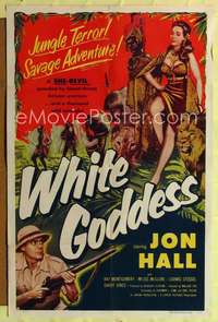 n621 WHITE GODDESS one-sheet movie poster '53 Jon Hall vs sexy she-devil!