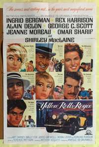 n632 YELLOW ROLLS-ROYCE one-sheet movie poster '65 Ingrid Bergman, Delon