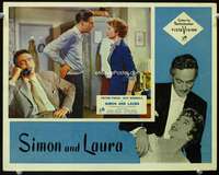 s691 SIMON & LAURA English movie lobby card '55 Peter Finch, Kendall