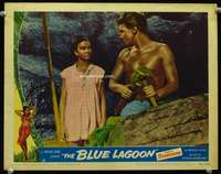 s254 BLUE LAGOON movie lobby card #6 '49 super tan Jean Simmons!