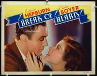 s263 BREAK OF HEARTS movie lobby card '35 Katharine Hepburn, Boyer