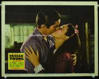 s268 BRIGHAM YOUNG movie lobby card '40 Power & Darnell kiss close up!