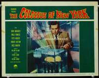 s310 COLOSSUS OF NEW YORK movie lobby card #2 '58 brain in tank c/u!