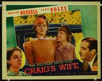 s332 CRAIG'S WIFE movie lobby card '36 Rosalind Russell, John Boles