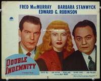 s368 DOUBLE INDEMNITY movie lobby card #7 '44 portrait of 3 stars!