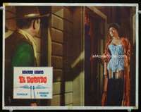 s375 EL DORADO movie lobby card #7 '66 John Wayne & sexy bar girl!