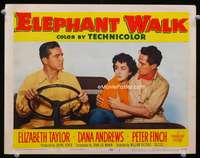s377 ELEPHANT WALK movie lobby card #1 '54 Elizabeth Taylor, Finch