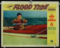 s397 FLOOD TIDE movie lobby card '58 10 year old boy sniper on boat!
