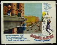 s436 HAROLD LLOYD'S WORLD OF COMEDY movie lobby card #8 '62 on ledge!