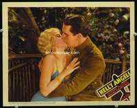 s441 HELL'S ANGELS movie lobby card R37 great c/u of Harlow kissing!