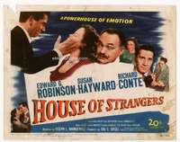 s091 HOUSE OF STRANGERS movie title lobby card '49 Robinson, Hayward